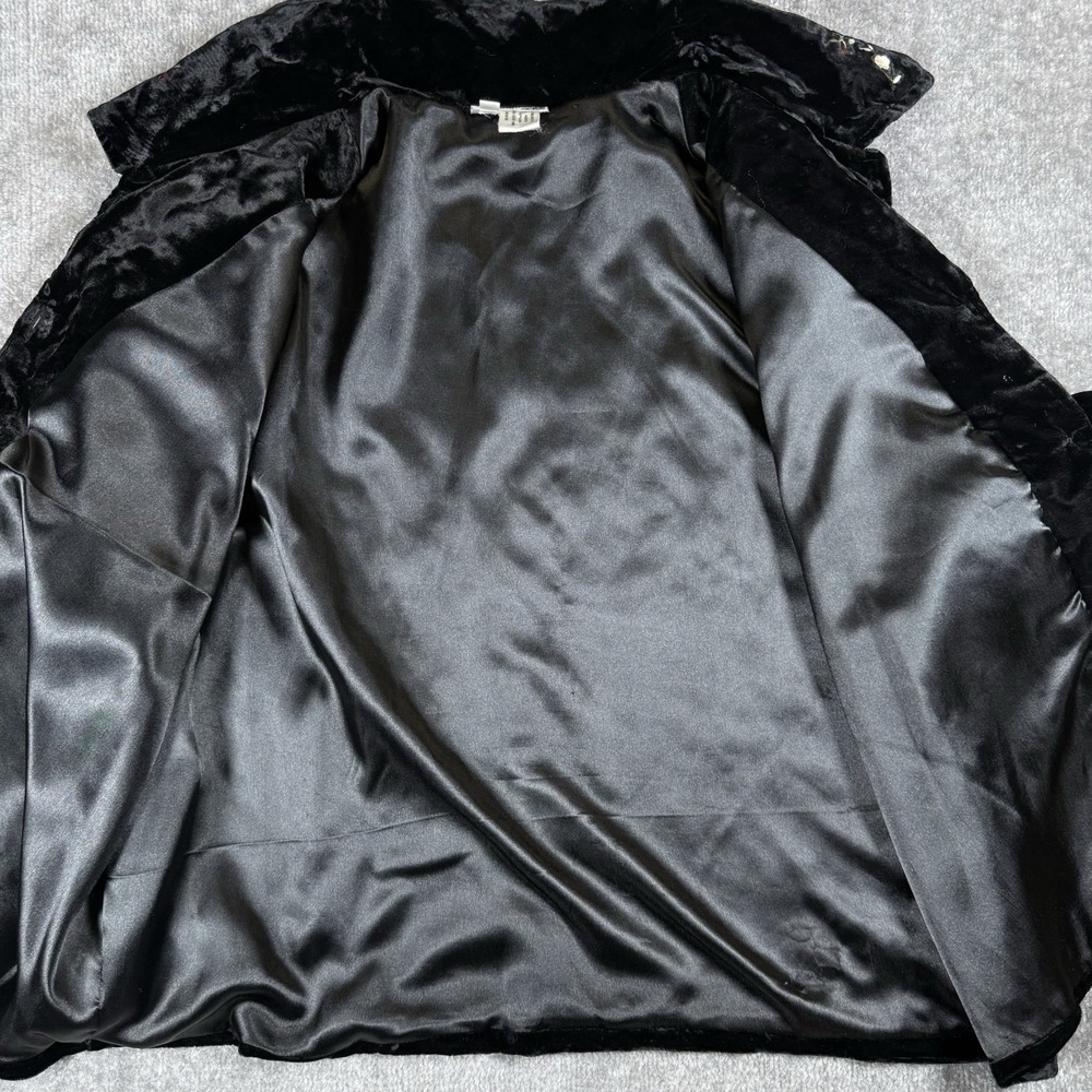 VTG Neckworks Velvet Jacket Women's XL Black Floral Embroidered Evening Holiday - Picture 2 of 7